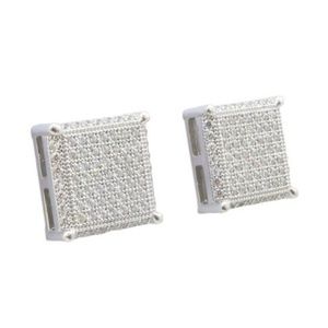 Unisex .925 sterling silver White 9 row square ear